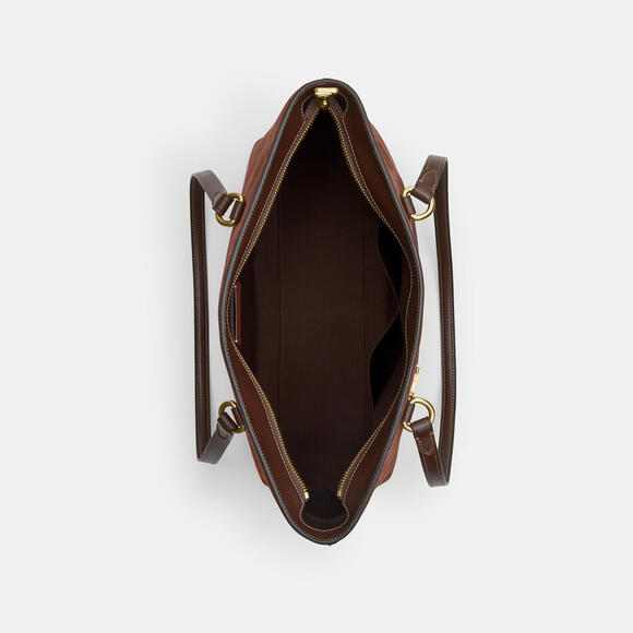 🤎Coach EUC Vintage Brown SuedeGallery Tote /Zipper Closure/Gold Hardware/Charms - Picture 3 of 10